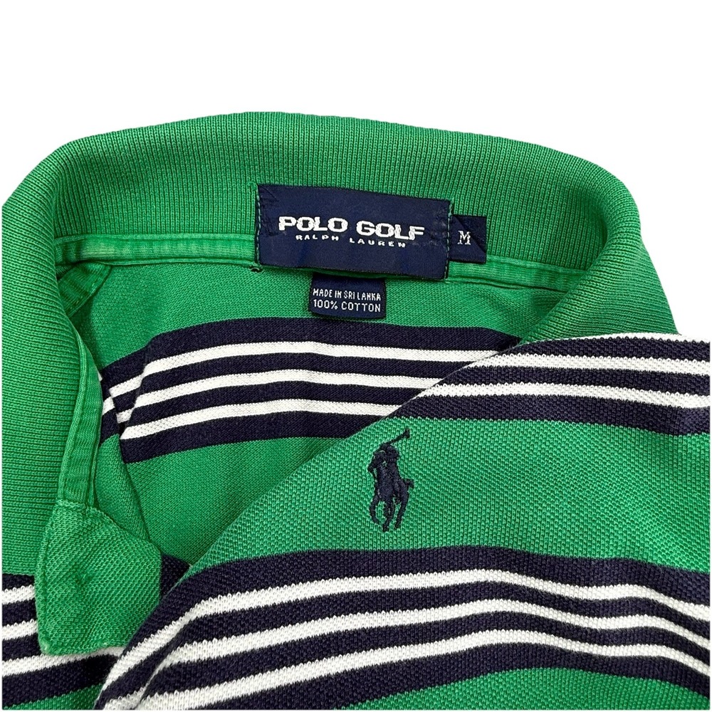 Vintage POLO GOLF Ralph Lauren green‎ stripe polo shirt men's Medium stripe